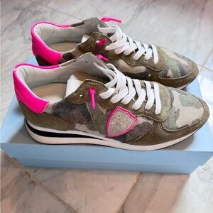 Philippe Model Camouflage Sneakers with Pink Accents